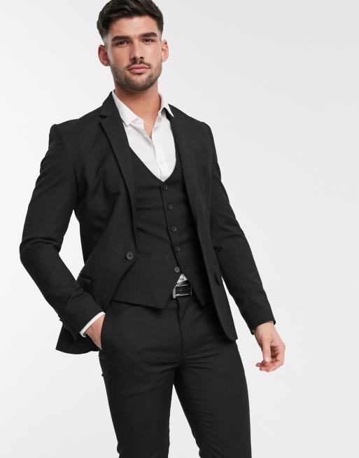 Black Skinny Fit Tuxedo Suit Jacket