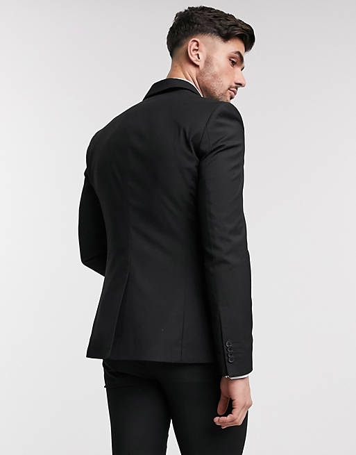 Men New Look skinny suit jacket in black 