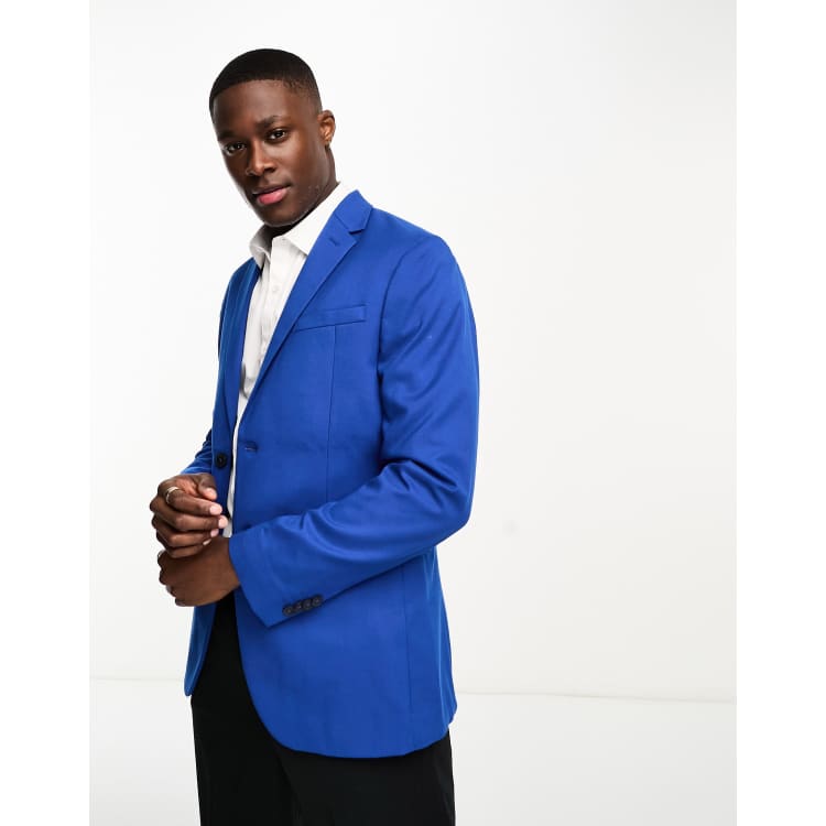 New Look skinny suit jacket in bright blue