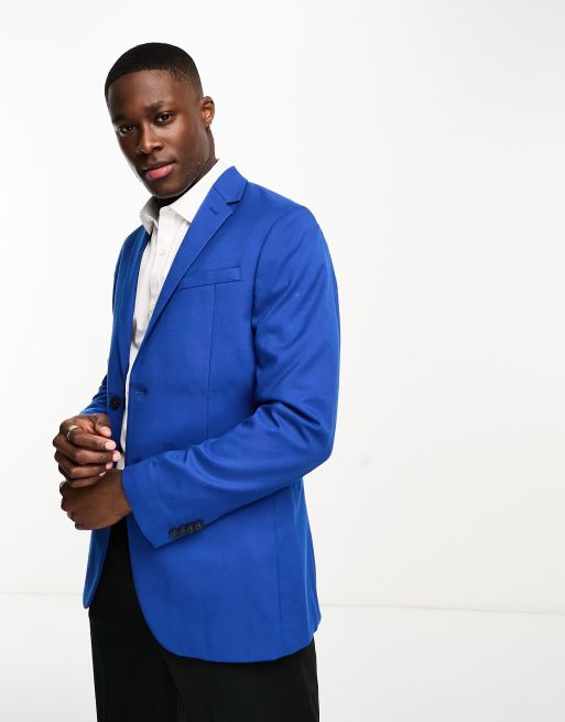 Men's Royal Blue Twill Slim Fit Suit Jacket