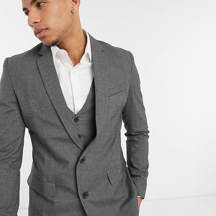Gentage sig Taxpayer lager New Look skinny suit jacket in dark gray | ASOS