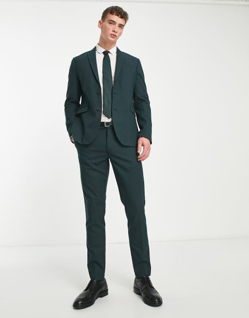 New Look skinny suit jacket in dark green