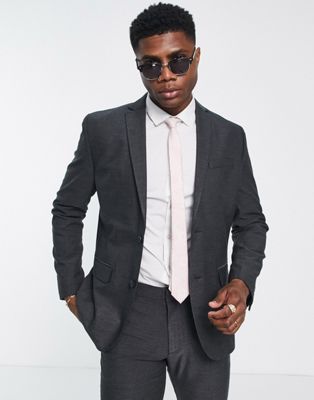 New Look skinny suit jacket in dark grey - ASOS Price Checker