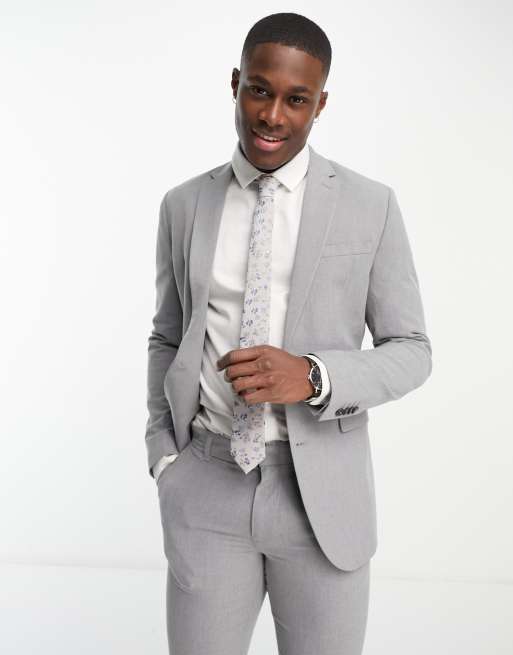 New Look skinny suit jacket in gray