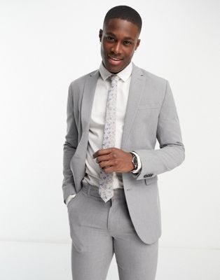 New Look skinny suit jacket in grey - ASOS Price Checker
