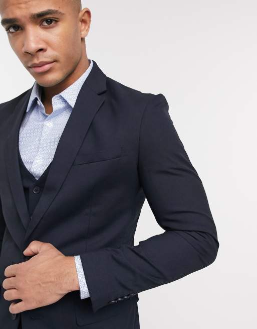 New Look skinny suit jacket in navy | ASOS