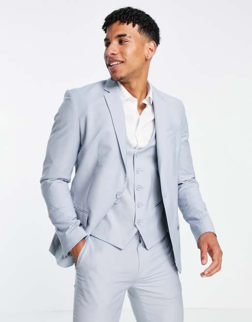 New Look skinny suit jacket in pale blue