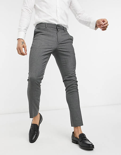 New Look skinny suit pant in dark grey