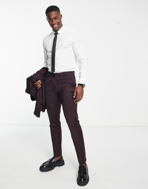 Burgundy shoes with hot sale navy suit