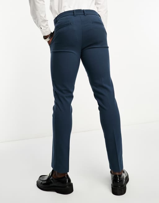 New Look skinny suit pants in dark blue