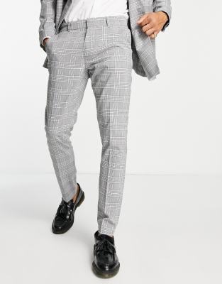 dark grey plaid trousers