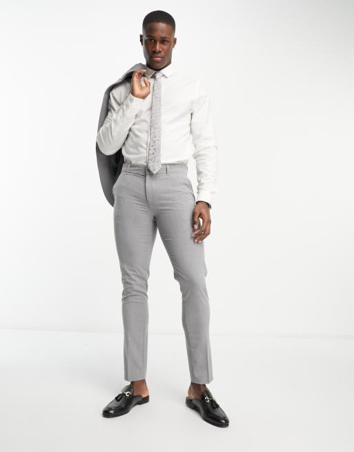 New Look skinny suit pants in grey ASOS