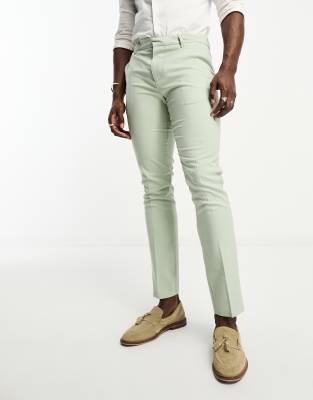 New Look skinny suit pants in light green