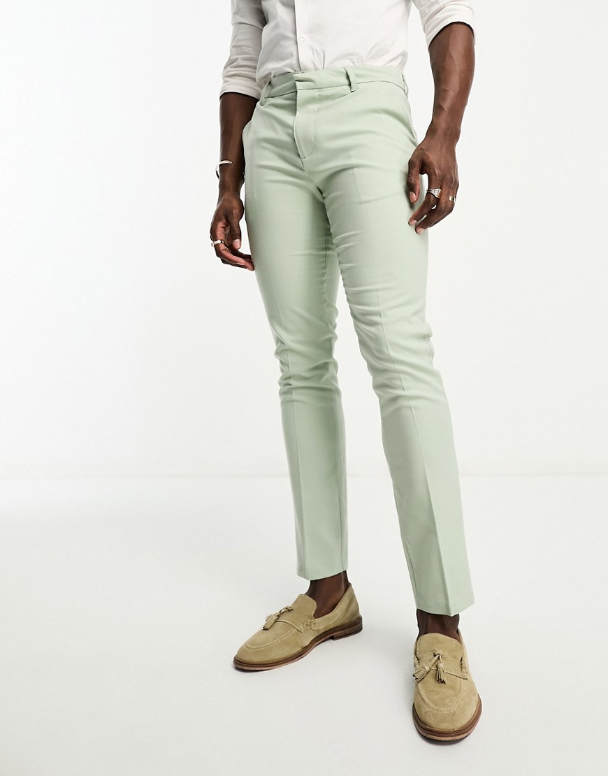 New Look Skinny Suit Pants In Light Green