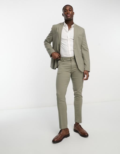 New Look skinny suit pants in sage