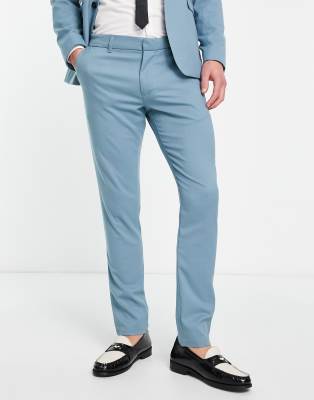 New Look skinny suit pants in turquoise-Blue