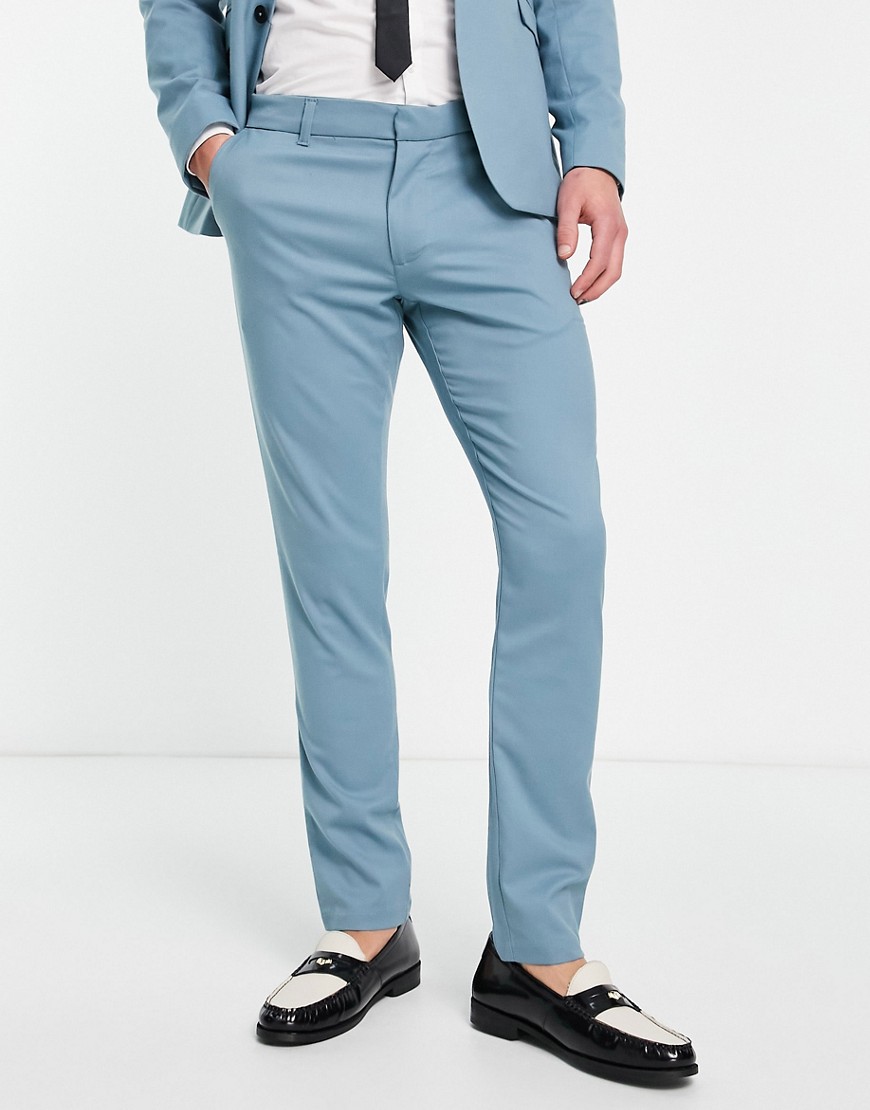 New Look Skinny Suit Pants In Turquoise-blue