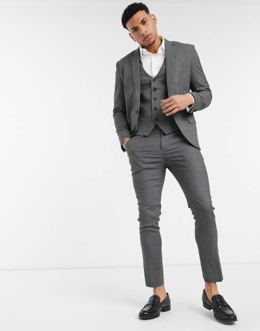 New Look skinny suit trouser in dark grey