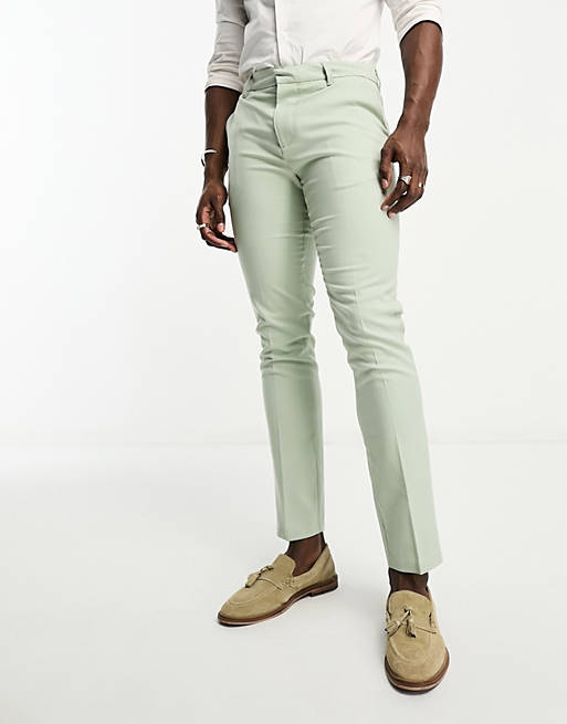 New Look skinny suit trouser in light green | ASOS