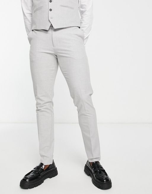 New Look skinny suit trouser in light grey check | ASOS