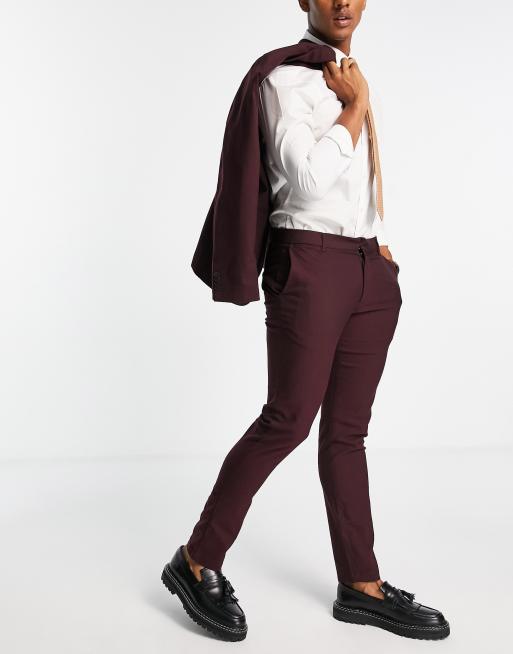 burgundy trouser suit