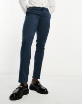 Topman skinny textured suit trousers in navy | ASOS