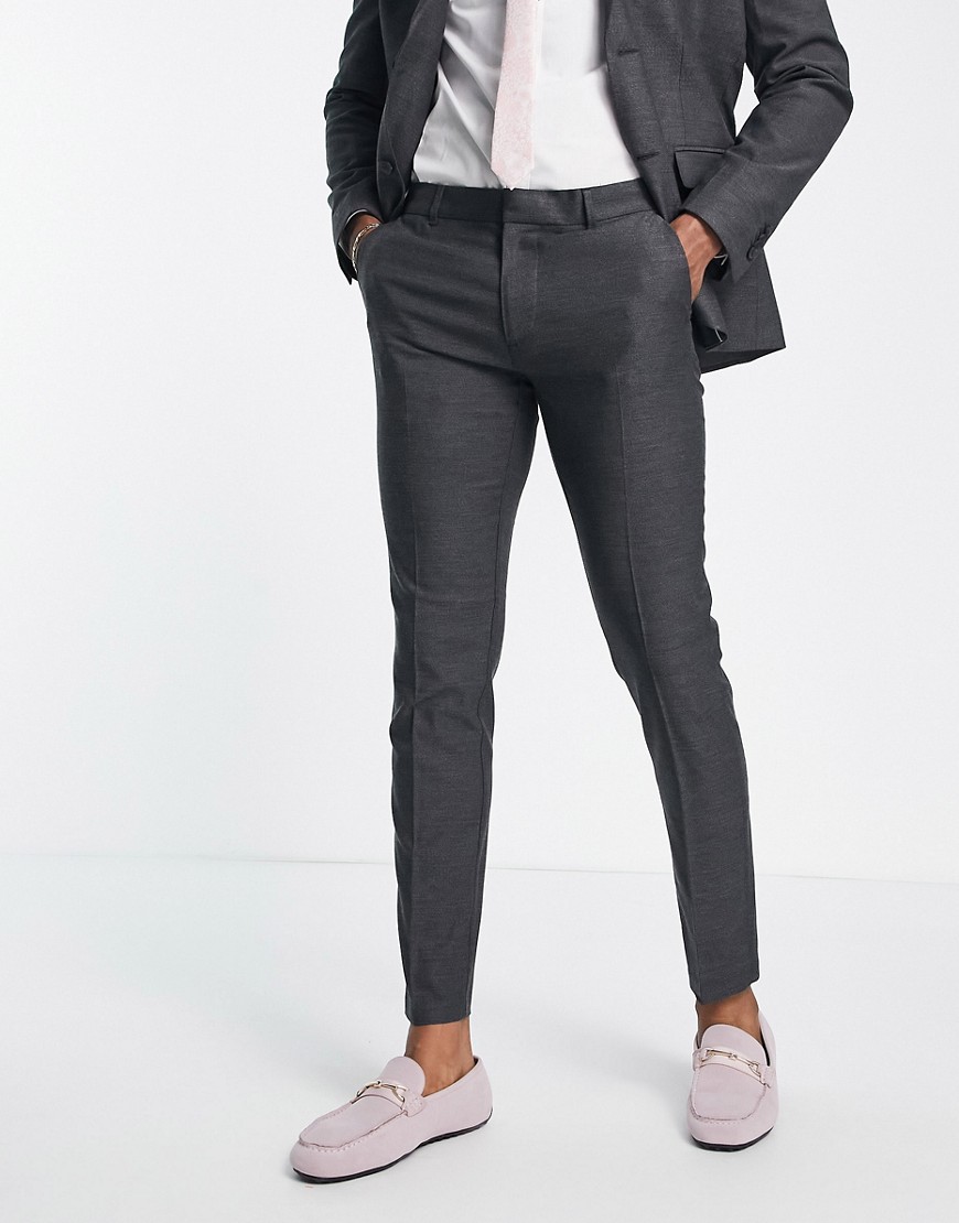 New Look skinny suit trousers in dark grey