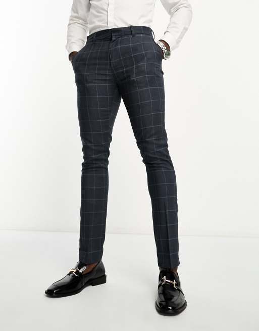 Mens checkered hot sale skinny chinos