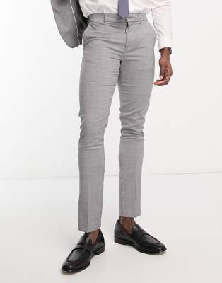 New Look skinny suit trousers in grey heritage check - ASOS Price Checker