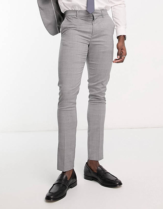 New Look - skinny suit trousers in grey heritage check