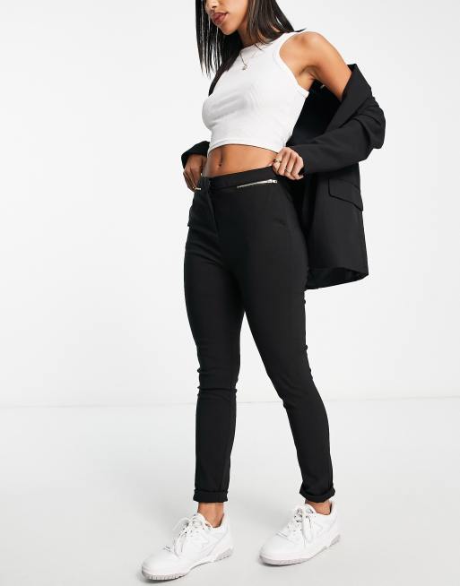Black tailored skinny trousers discount