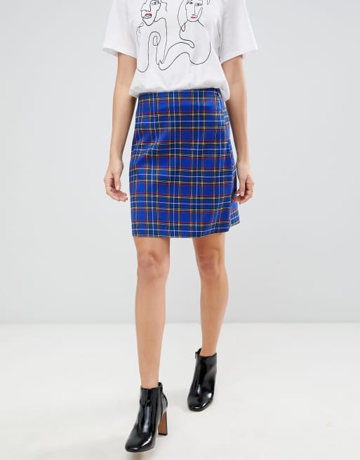 New Look skirt in blue plaid
