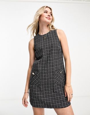 New Look sleeveless boucle mini dress in black - ASOS Price Checker