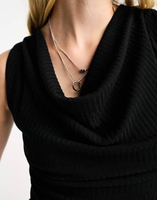 Black sleeveless sale cowl neck top