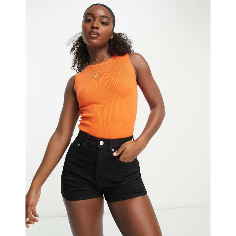 New Look sleeveless crew neck singlet in orange