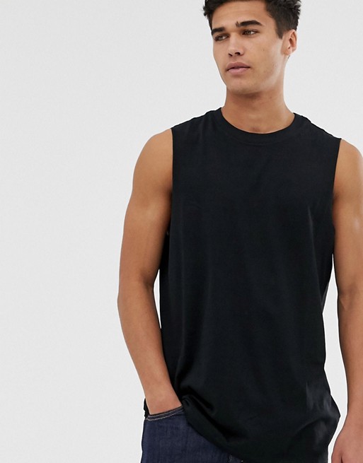 New Look sleeveless t-shirt in black | ASOS