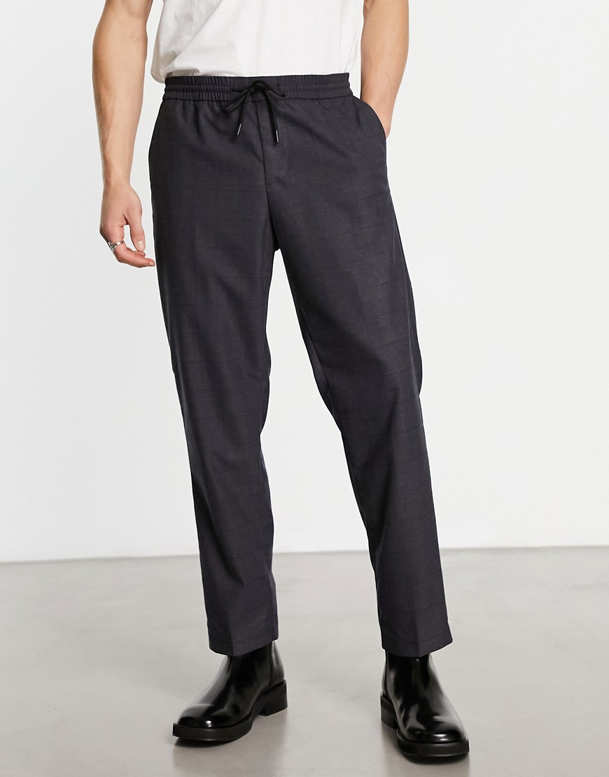 New Look slim check trousers in grey