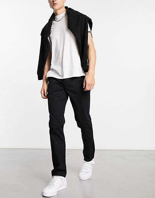 New Look slim chino trousers in black