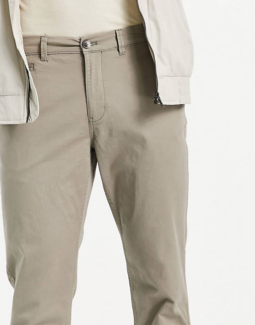 Men New Look slim chino trousers in dark grey 