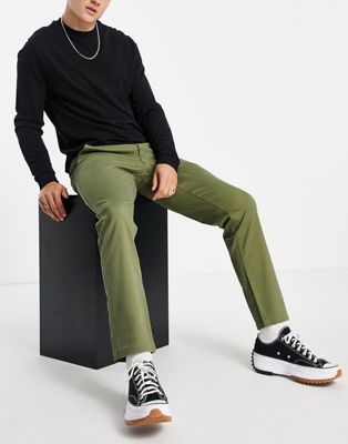 New Look slim chino trousers in khaki - ASOS Price Checker