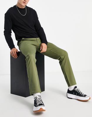New Look slim chino trousers in khaki - ASOS Price Checker