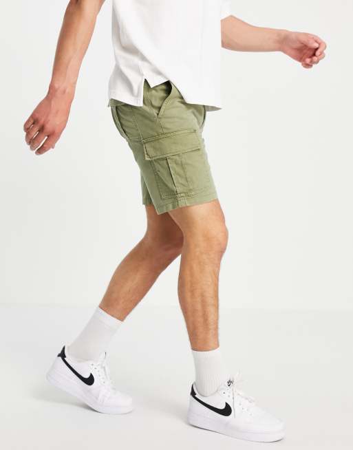 Mens slim hotsell fit khaki shorts