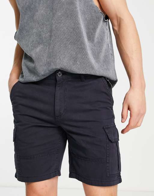 Augment Graan zonlicht New Look slim fit cargo shorts in navy | ASOS