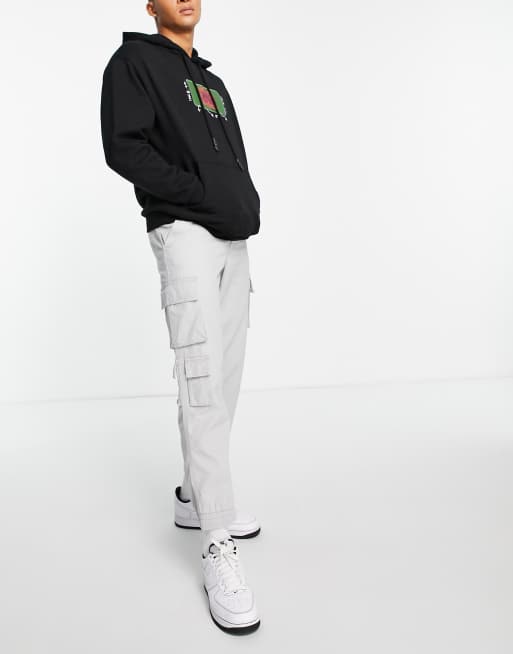 New Look - Slim fit cargobroek in lichtgrijs