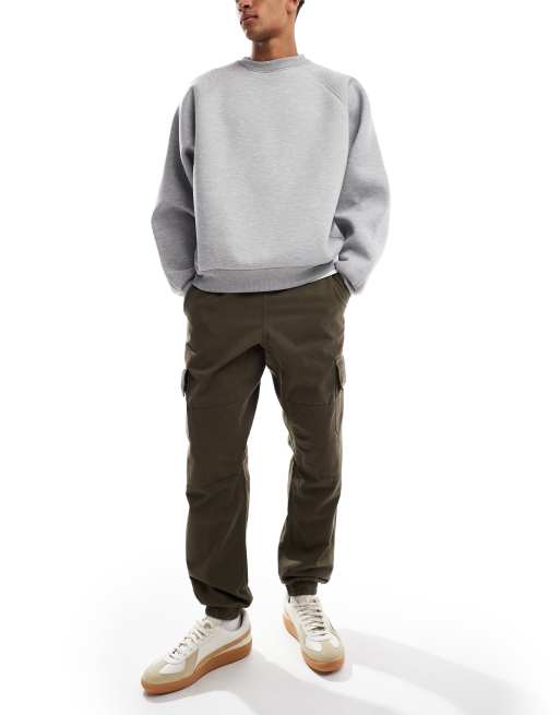 New Look – Slim Fit Cargohose in dunklem Khaki mit Bündchen, 2 von 5