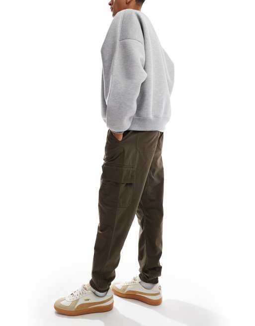 New Look – Slim Fit Cargohose in dunklem Khaki mit Bündchen, 3 von 5