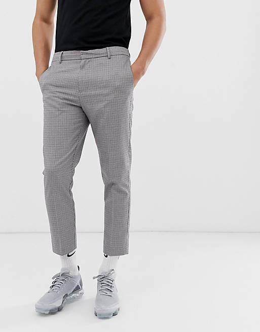New Look slim fit cropped pants in puppytooth | ASOS