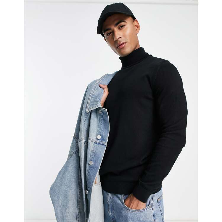 Thin black clearance roll neck jumper