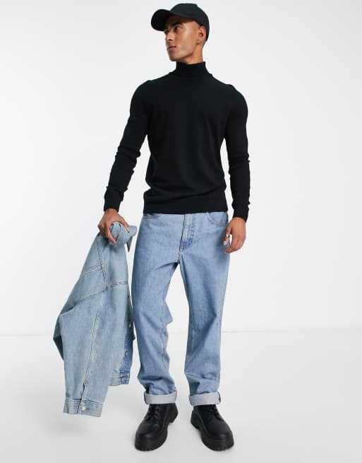 Black turtleneck 2024 slim fit