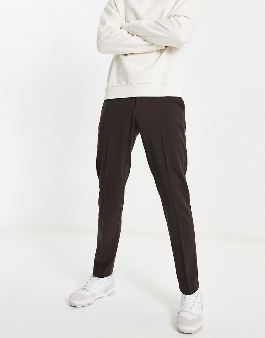 New Look slim fit smart pants in brown